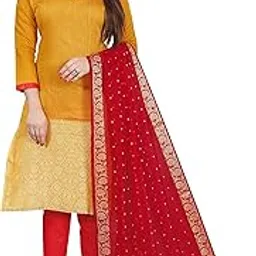 rajnandini Cotton Women's Yellow Banarasi Banarasi Unstitched Salwar Suit Material(Joplggkv2009_)-picture-22