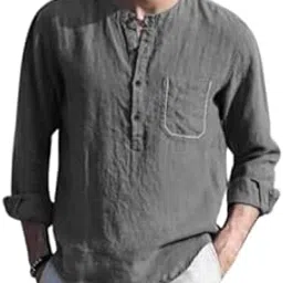 Men's Cotton Regular Full Sleeve Short Kurta Shirt with Casual Solid Mandarin Collar Kurta Availabel Size M=38, L=40,XL=42-picture-23