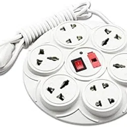 8 Plug Point Power Strip Universal Multi Plug Socket with 2.5 Meter Power Cord for Home& Office & Workshop - White (Round)-picture-25