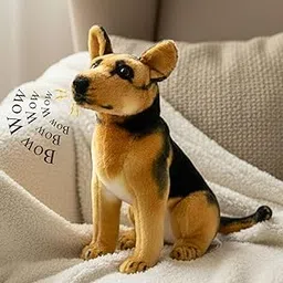 Tickles Musical German Shepherd Dog with Barking Sound Bow-Wow Soft Stuffed Plush Animal Toy for Kids Boys & Girls Birthday Gift (Color: Brown & Black, Size: 22 cm)-picture-26