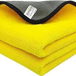SOFTSPUN 900 GSM, Microfiber Double Layered Silk banded Edge Cloth 40x40 Cms 2 Piece Towel Set, Extra Thick Microfiber Cleaning Cloths Perfect for Bike, Auto, Cars Both Interior and Exterior. image 1