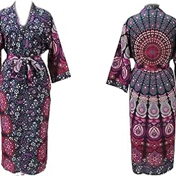 indian craft castle ICC Kaftan Nighty for Women Cotton Dresses Stylish Latest Kimono Nightwear Bath Robe Women's Long Colorful Designs Nightgown Dress Maxi Gown Handmade Cotton Printed-picture-15