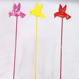 TNZ Creations Metal Bird Sticks Miniature | Assorted Colours Available | Bird Sticks for Indoor | Outdoor Decoration | Garden | Flower Bed | (Pack of 3)-picture-12