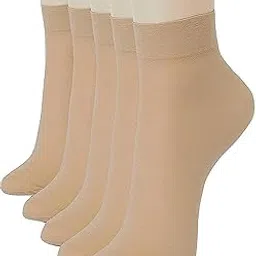 Women & Girl's Ultra-Thin Transparent Nylon Ankle Length Socks Without thumb (Beige, 5) Net solid plain socks for Womens/Girls/Mens & Boys indoor outdoor Socks-image-6
