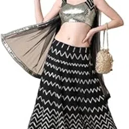 ribrona Women's and Girls Georgette Embroidered Work Semi-Stitched Lehenga Choli and Dupatta Set-picture-13