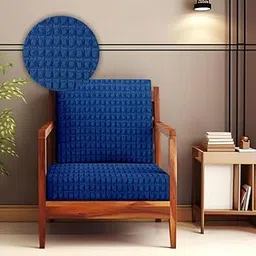 Cortina Polyester Soft Bubble Stretchable Solid Sofa Slipcovers, Wooden Sofa Seat Cover, Sofa Back Cushion Covers - Aqua, Pack of 10-picture-20