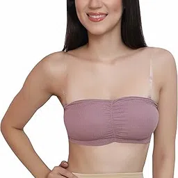 glamoras Women Nylon Spandex Padded Wire Free Seamless Strapless Back Hook Tube Bandeau Bra with Removable Pads, Free Size-picture-10