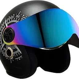 Turtle Helmet Star with Visor Open Face Design with Scratch Resistive Rainbow Visor & Hard Shell ABS Plastic Helmet-Parent-image-9