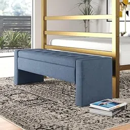 LEGACY OF COMFORT Anthonique Fabric Upholstered Storage Ottoman, Storage Bench 2 Seater Sofa Upholstered Ottoman Bench with Storage, for Living Room, Bedroom, Entryway (Blue)-image-7