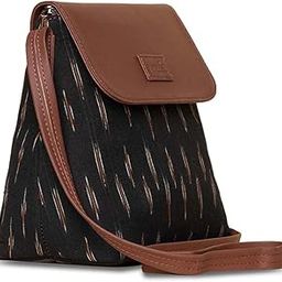 zouk Ikat GreRe Striped Printed Women's Hand Crafted Black Flap Sling Bag-picture-6