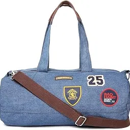 BAD HABIT Blue Solid Denim Gym Duffel Bag with Applique Detail - Spacious and Stylish Travel Accessory-image-31