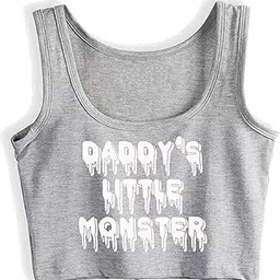 apsra trader Woman Daddy's Little Monster Cotton Crop Top Sleeveless Cumslut Tank Top Vest-picture-36