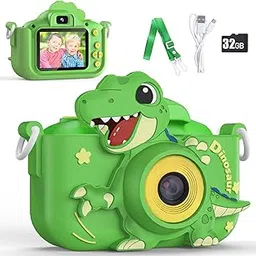 Upgraded 48MP Kids Camera for Girls Boys 3-12, Video Selfie Camera-Christmas Birthday Dinosaur Gift for Toddler, HD Digital Camera Toy for Child with 32GB SD Card & Silicone Cover (Green)-picture-55