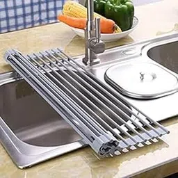 Dayish Roll Up Foldable Over The Sink Multipurpose Dish Drying Drainer Adjustable Rack for Washing Dishes -Stainless Steel - Utensils Rack After Wash (18 X 17.7 Inch) (45.5 X 45 Cm)-picture-32