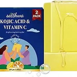 Satthwa Kojic Acid Soap with Vitamin C | Helps Reduce Tan, Sun Damage, Dark Spots, Pigmentation & Underarm Brightening | For Men & Women - (Pack of 2 x 100g)-picture-50