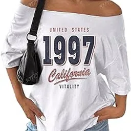 SXV Women's Vintage Pattern Loose Drop Shoulder Oversized Short Sleeve T-Shirt, 1997 Retro Style Top-image-24
