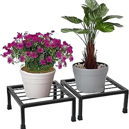 Dime Store Iron Flower Pot Stand - Outdoor Indoor Garden Metal Potted Plant Pot Holder | Balcony Display Plant Stand, Weatherproof Stands for Pots for Plants (Set of 2)-image-64