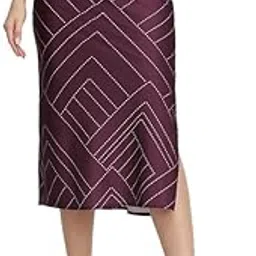 Women Stretchable Satin A-line Skirt - Maroon-image-17