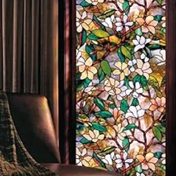 Starlite Enterprises Polyvinyl Chloride Botanical Door 3D Printed Window Privacy Glass Self Adhesive Decorative for Bathroom/Door Window/Heat Control/Sidelight/Anti UV(Polyvinyl Multi,2 x 4 Feet)-image-24