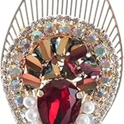 Emerald Pearl Leaf Brooch Pin | 18k Gold Plated | Trendy, Lightweight & Comfortable | Stylish & Tarnish-Resistant | Qty : 1pc-image-35