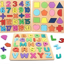 KIDDOVATIVE 3 in 1 Wooden Puzzles for Toddlers | Educational Board Game ABCD Alphabets, Numbers & Shapes Puzzles | Toddler Learning Puzzle Toys for Kids 1-3 Years Old | Early Education Gift for Kids-picture-30