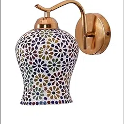 BASLASH Brown Gold Metal Decorative Surface Mounted Classic Glass Wall Lamp for Home Decoration Wall Light (Bulb not Included) (J)-image-87