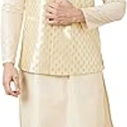 manyavar Men's Art Silk Traditional Jacket image 1