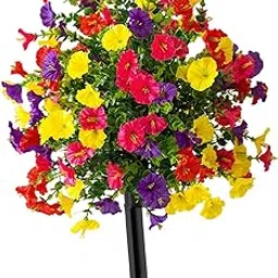 VELURA Artificial Morning Glory Flower Realistic Yard Decor for Porch Pathway Patio Multicolor|1 Artificial Flower Garden Stake|Anchor Pins, Staples & Stakes| Yard, Garden & Outdoor Living-image-21
