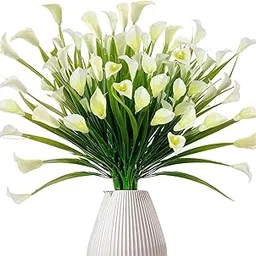 FOX & FERN Artificial Calla Lily Flowers | UV Resistant Faux Flowers | Best for Wedding, Porch, Yard, Summer Decor GAACL-55OR (Pack of 1) (White)-picture-28