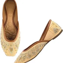 tryme Stunning Stylish Alluring Emboidery with Stone Ethnic Jutti Comfortable Flat Fancy Bellies for Womens and Girls-picture-26