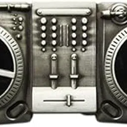 jean's friend Antique Silver Enamel Turntables Music Belt Buckle-picture-47