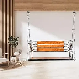 VNF S.S Hanging Swing Chair for Adults - Silver Finish | Hammock Hanging Swing for Balcony, Home Indoor & Outdoor Area | Strong and Durable Washable Jhula | Rust-Free Stainless Steel Swing - 4 Feet-image-69