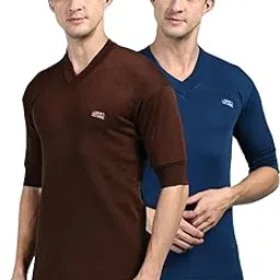 lux cott's wool Lux Cottswool Men's Pack of 2 Half Sleeves V Neck Thermal Top-picture-11