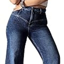 miss chase a+ Women's Wide Leg High Rise Regular Stretchable Denim Jeans-picture-14