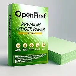 OpenFirst® A5 Green Ledger Paper, 80 GSM Classic Star Laid Finish (14.5 x 21 cm), Smooth & Wrinkle-Resistant, Double-Side Printable Sheets for Office, Legal, Business & Professional Use – Pack of 100-picture-30