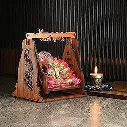 Somil Divine Mandir/Swing/Jhula for Laddu Gopal: A Beautifully Crafted Jhula with A Peaceful and Graceful Jai Shri Krishna Print.-picture-18