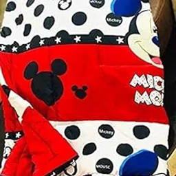 WONDERLOOK TC - 240 Cartoon Kids Design Print Single Bed Reversible AC Blanket | Dohar (Polycotton, (Red_Micky_Mouse)-picture-11