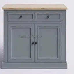 WOOD WHEEL Solid Wood Sideboard Cabinet with Oak Top – 2 Drawer 2 Door Storage Cupboard | Farmhouse Modern Kitchen & Living Room Furniture (White/Grey Finish) (Modern Grey)-image-19