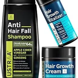 Ustraa Hair Growth Kit (Anti Hair fall Shampoo 250ml, Hair Growth Vitalizer 100ml & Hair Growth Cream 100g)- Controls Hair Fall, Boosts Hair Growth, For All Hair Types-image-52