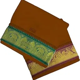 Mens Panchakacham 9X5 Unbleached Cotton Colour Dhoti + Towel set (KAVI)-image-79