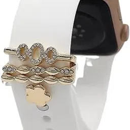 Women’s Gold Metal Diamond Watch Charms Decorative Ring Loops Ornaments Stud Accessories jewelry for Girls Casual smart Watches & Watch Band-image-21
