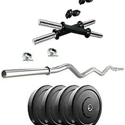 SX Fitness Home Gym Setup Combo Pack of 10 Kg Rubber Weight Plates (2.5 Kg X 4 pcs) With Dumbbell Rod And 3 Feet Curl Rod with 2 Locks For Home gym Exercise & Fitness kit-image-75