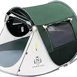 Outdoor Camping Pop Up Boat Tent 1-2 Person Tent - for Camping, Hiking, Outdoor, Adventure, Garden (Greeen + Beige)-image-14