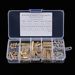 Calandis® 200Pcs M3 Male Female Hex Brass Standoff Spacer Screw Nut Assortment Kit | Standoff Spacer Mixed Sets | Standoffs Spacers-picture-26