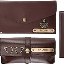 aica Personalized Name & Charm Passport Cover Combo Giftset for Women (Darkbrown) | Customized Corporate Farewell Retirement Thank You Gift for Office Women Colleagues Clients Employees image 1