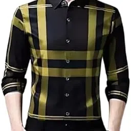 Men’s Lycra Stretch Shirt – Slim Fit Quick Dry Workout Shirt – Moisture Wicking Activewear for Gym, Training, Running Black Checks image 1