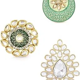 Set Of 3 Wedding Collection Adjustable Finger Rings For Women-ZPFK11480-image-39
