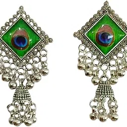 Swarna Dropped Peacock Design, Indian Traditional Jewellry chhath puja navratri karva chauth Jhumki navratri gift kanya pujan,chhath puja Sterling Silver Kundan Jadau Drop Stud Earrings for Women |-image-88