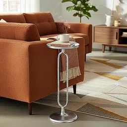Brings Loop Side Table in Silver for Living Room Bedroom Home Decor Coffee Table Bedside Table and End Table-picture-24