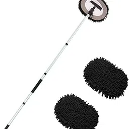 62 Inch Car wash Brush with Long Aluminum Pole, Car Wash Brush Microfiber Car Cleaning Brush Kit, Washing Mop Kit of Scratch-Free Replacement Head for Car, RV Truck,(Black)-picture-28